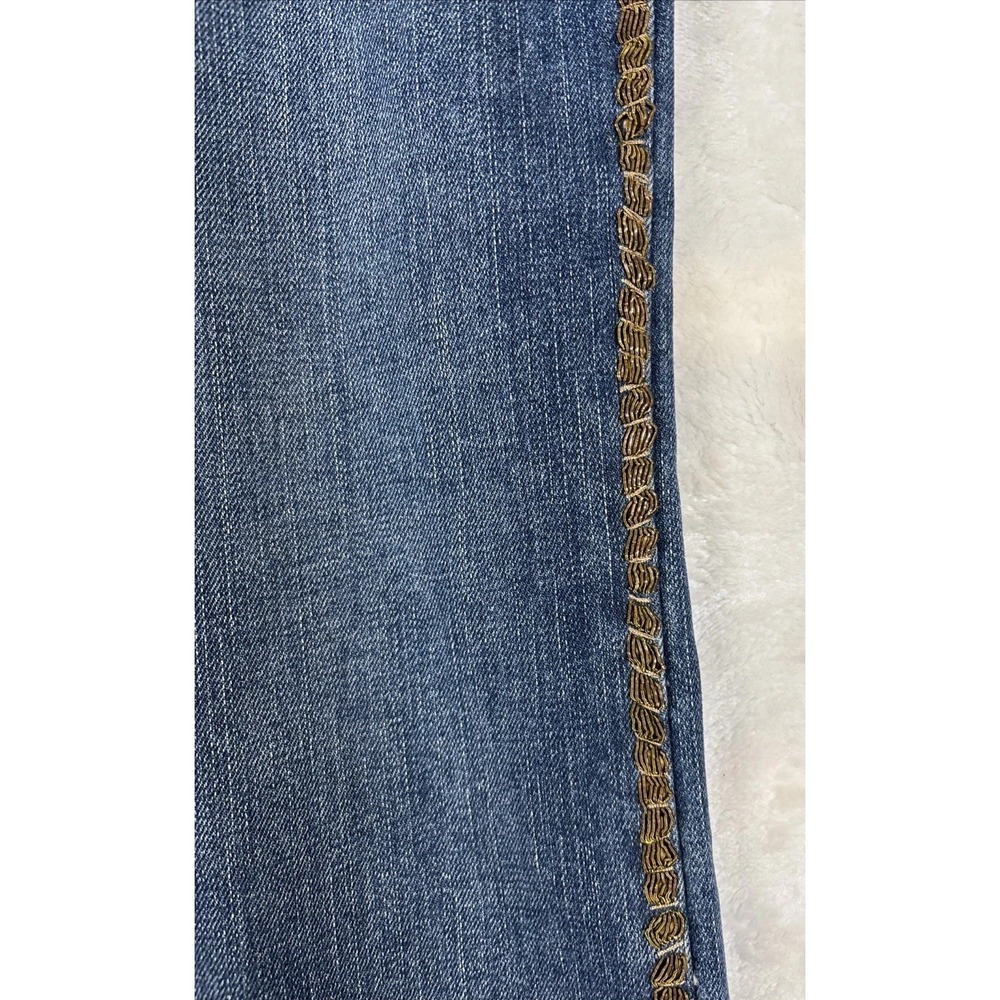 VTG Per Se Women 10 Floral Embroidered‎ Beaded Jeans Bootcut Artsy Hobo Festival - Picture 6 of 13
